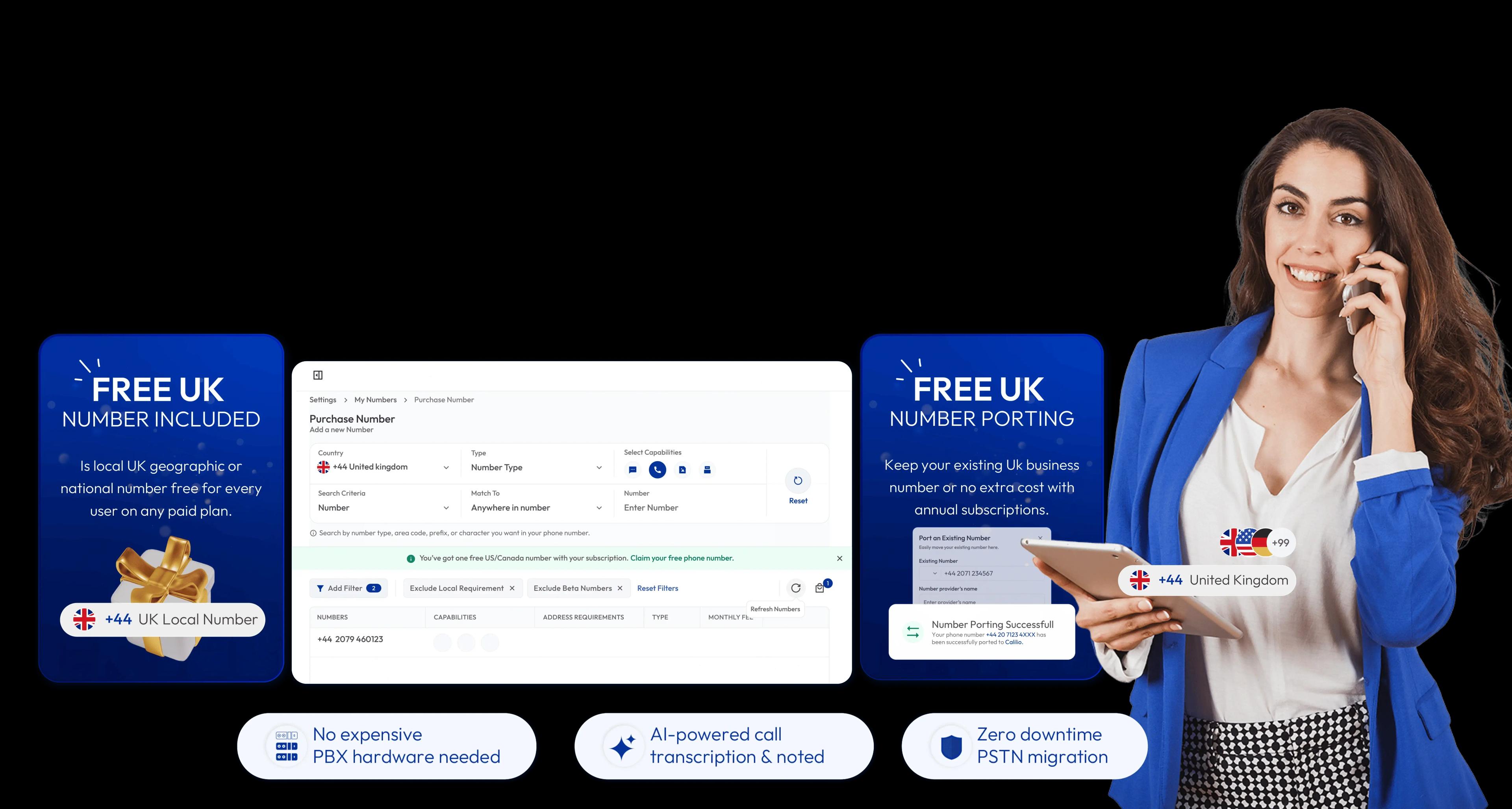 Get your free UK phone number — Calilio cloud phone system