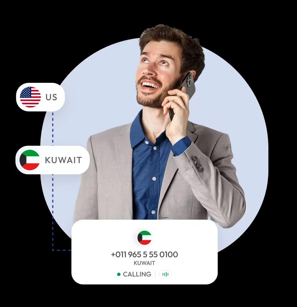 a man smiling and talking on the phone