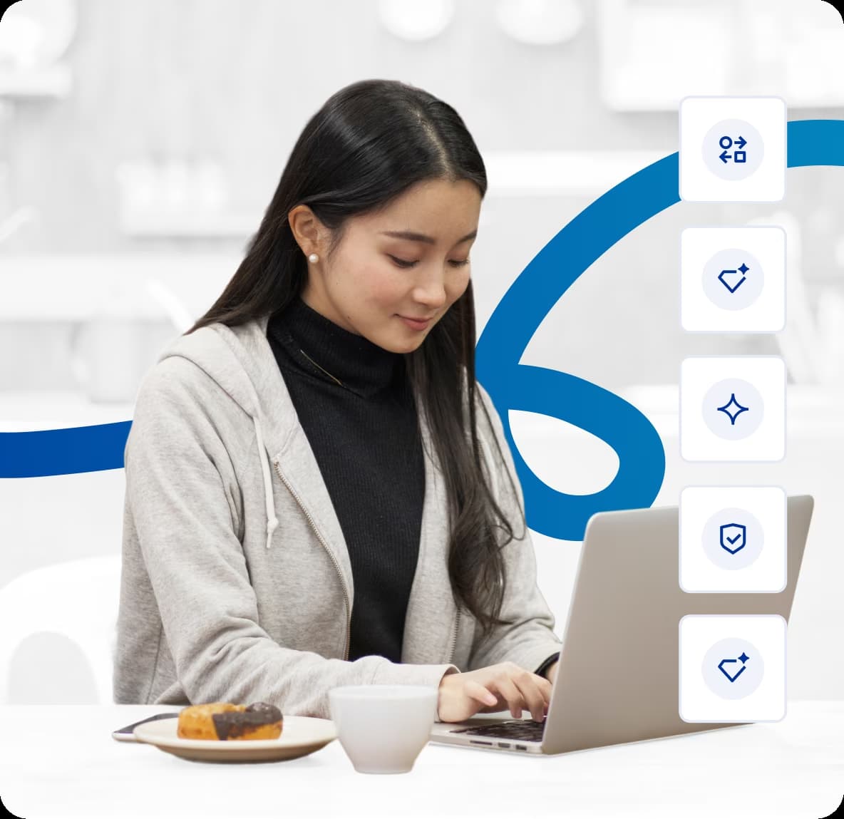 woman using Calilio virtual phone system features on laptop