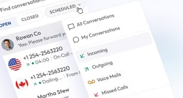 calilio call and sms filter feature
