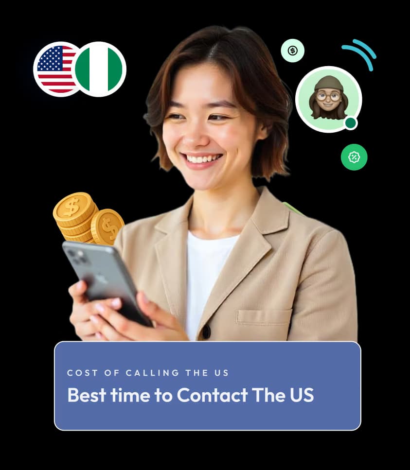 woman checking best time to contact USA from Nigeria on phone