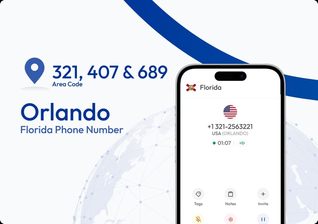 orlando florida virtual phone number app display 321 area code