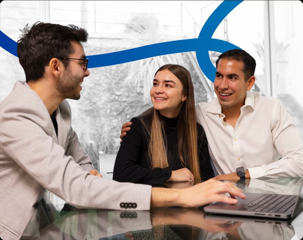 Business team collaborating in modern office meeting