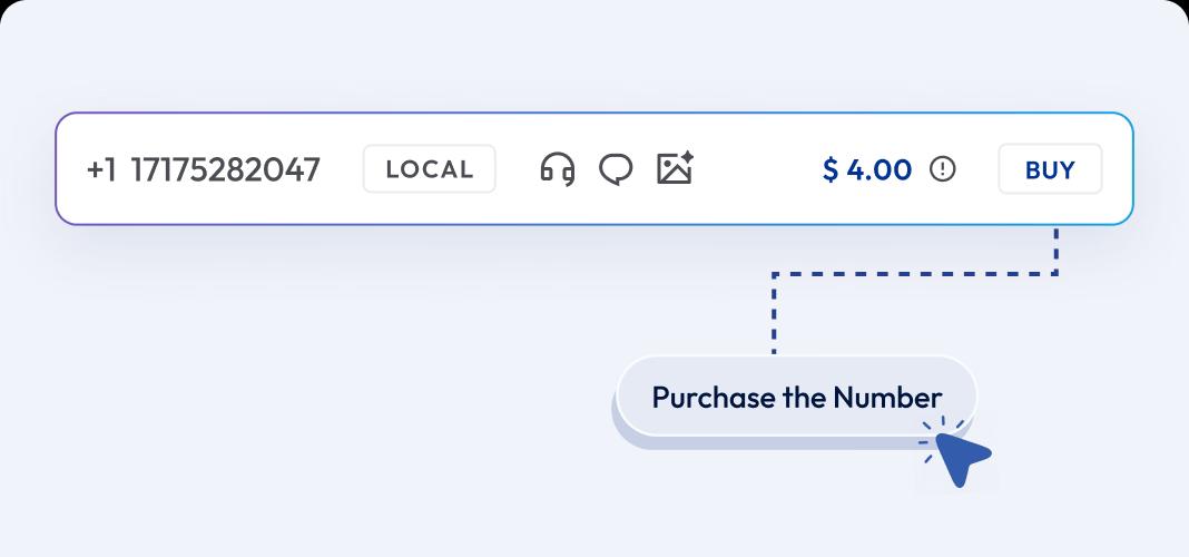 clicking on buy to purchase the number