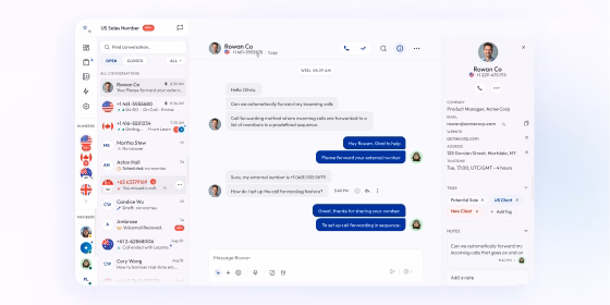 Desktop interface showing chatccontacts and profile panel
