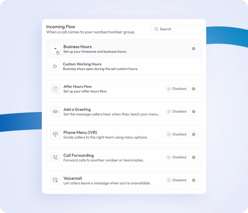 voip incoming call management interface with routing and automation features