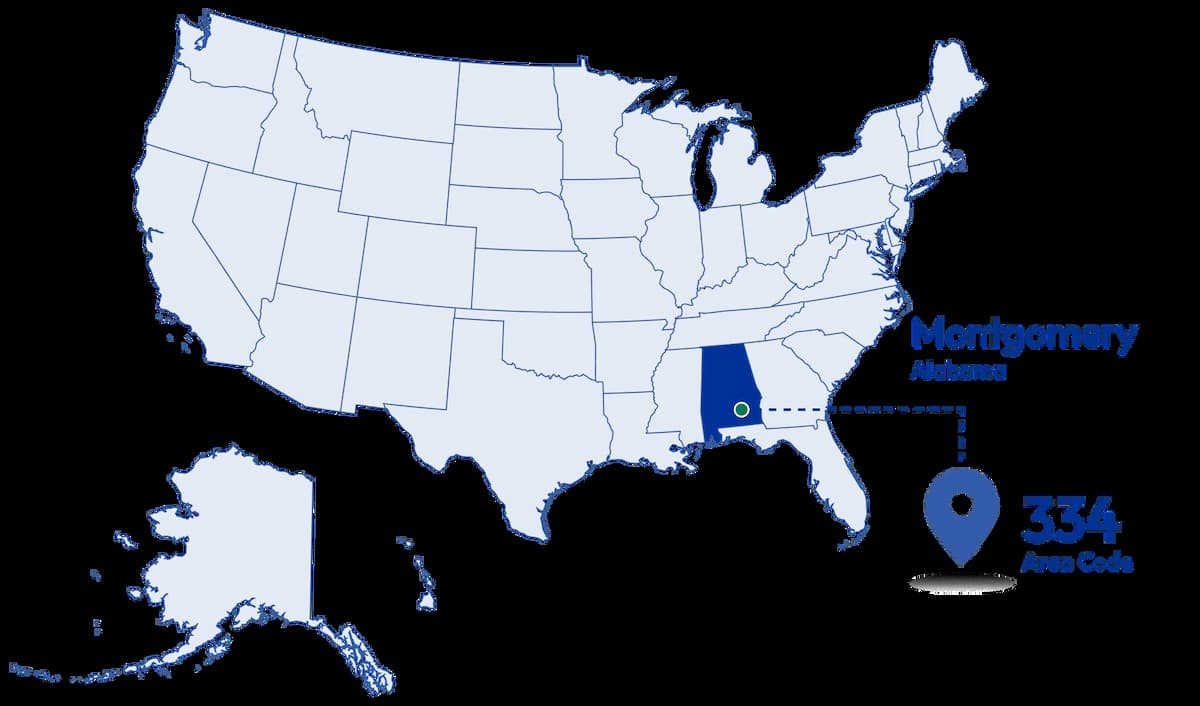 location of 334area code