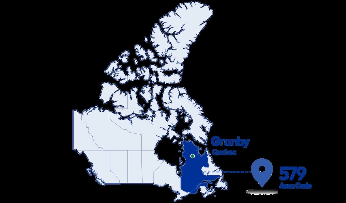 locating 579 area code in map
