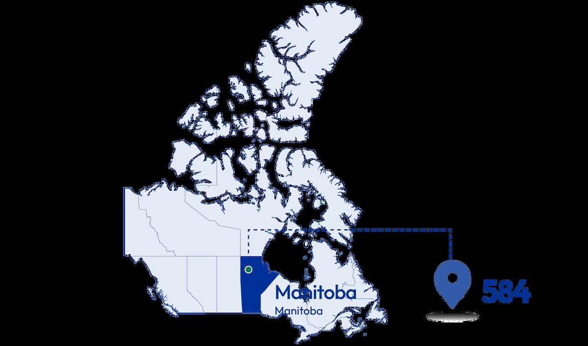 manitoba canada map with highlighted province and location pin 584