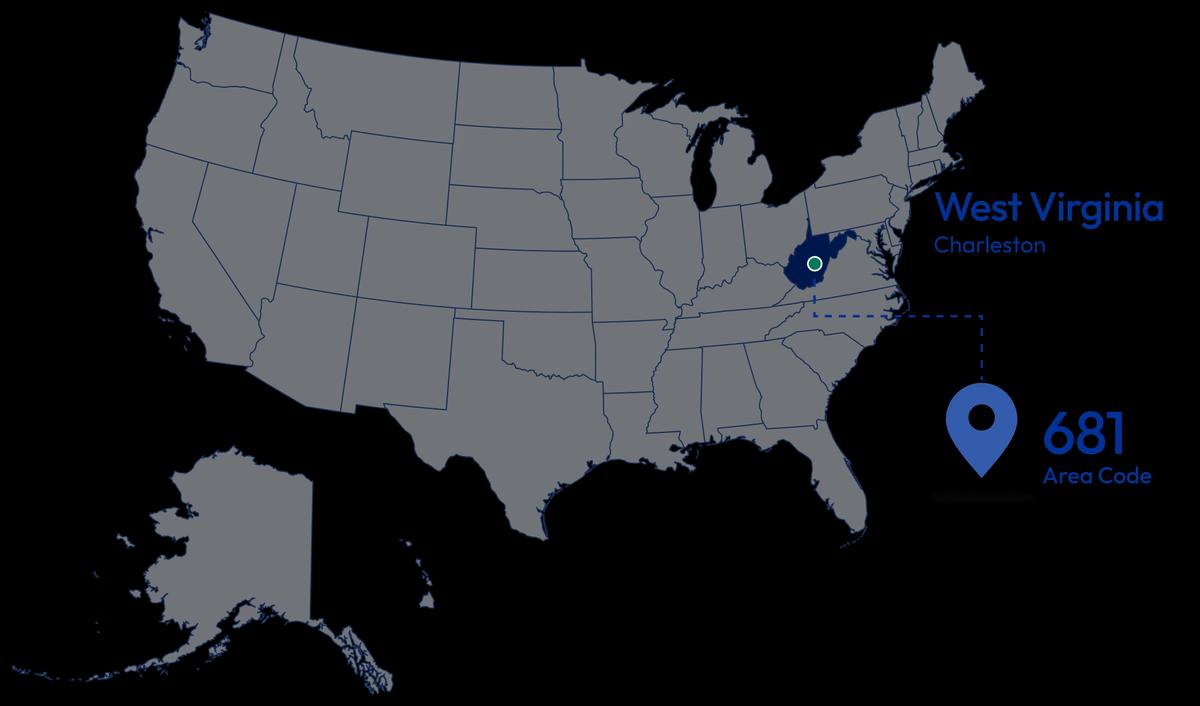 locating 681 area code in map
