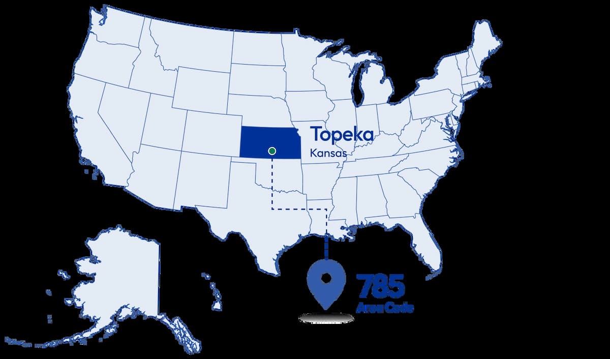 kansas area code 785 coverage map united states