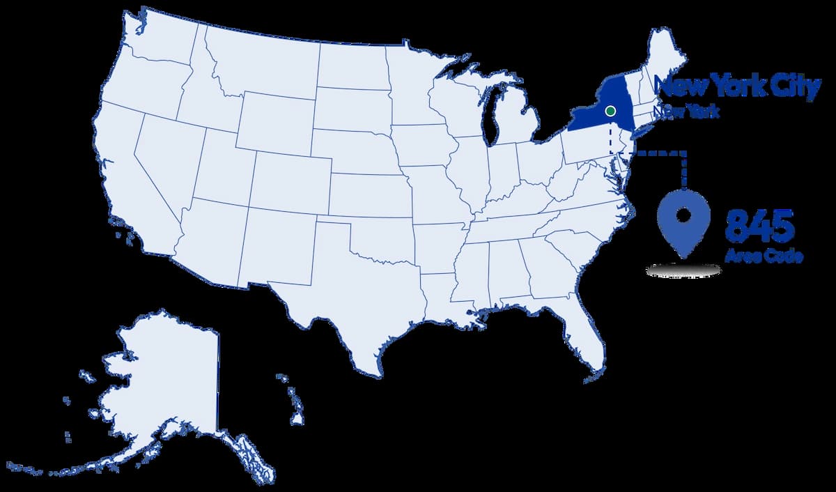 location of 845 area code
