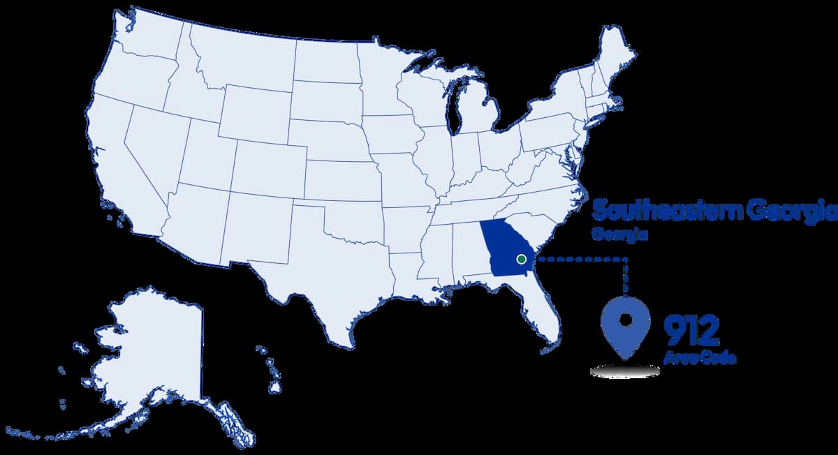 location of 912 area code