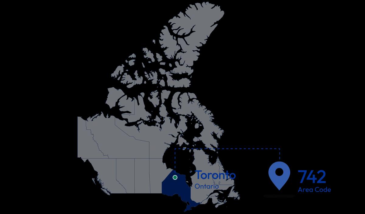locating 742 area code in map