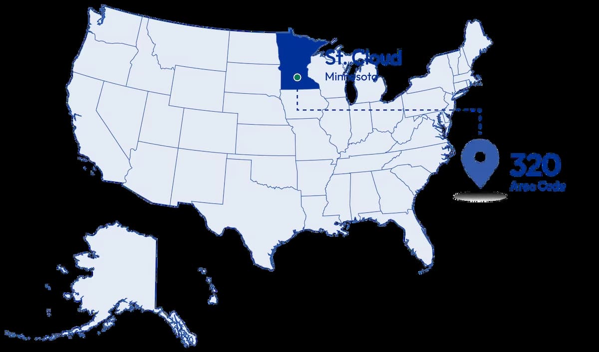 location of 320 area code