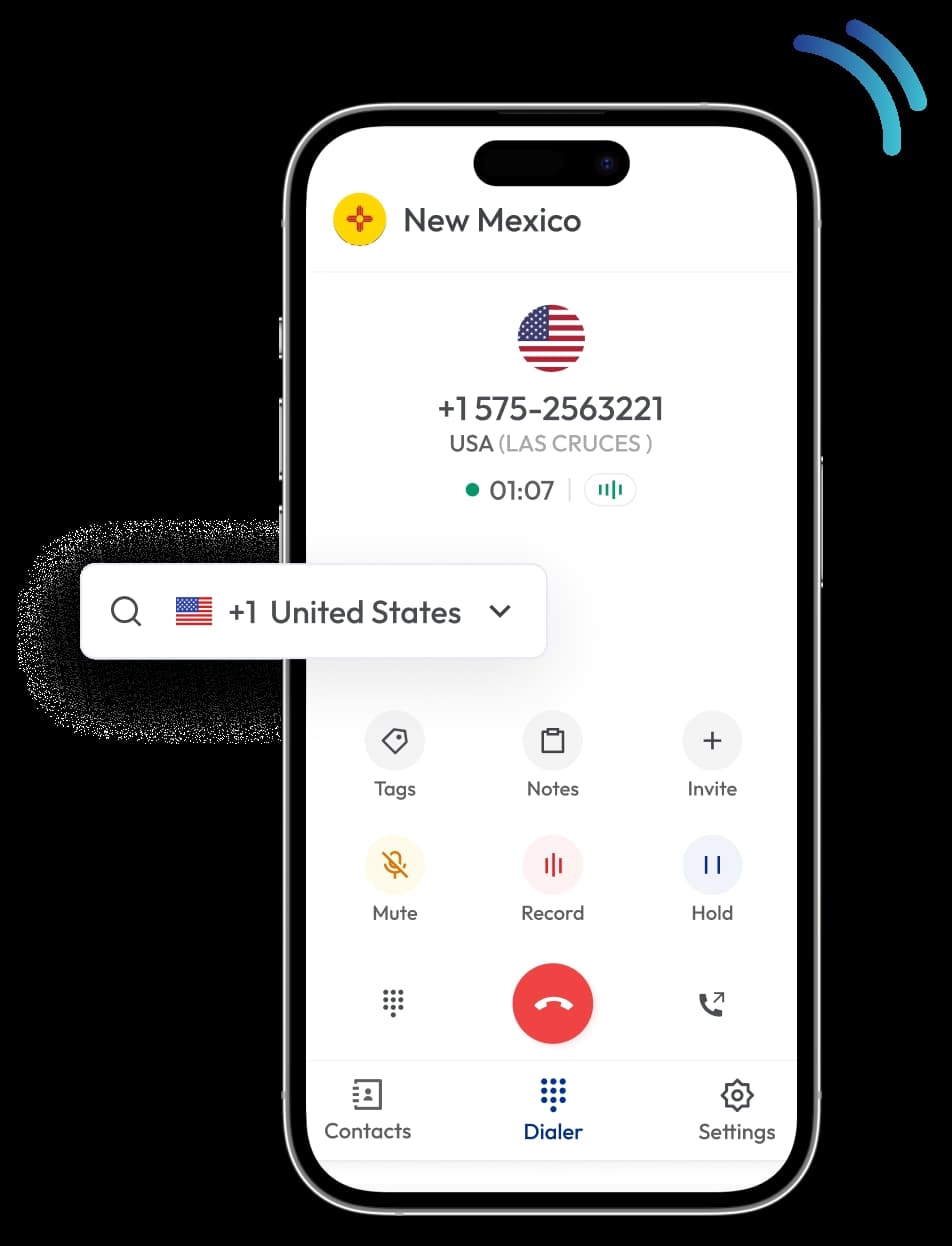 dialing interface of 575 area code feature