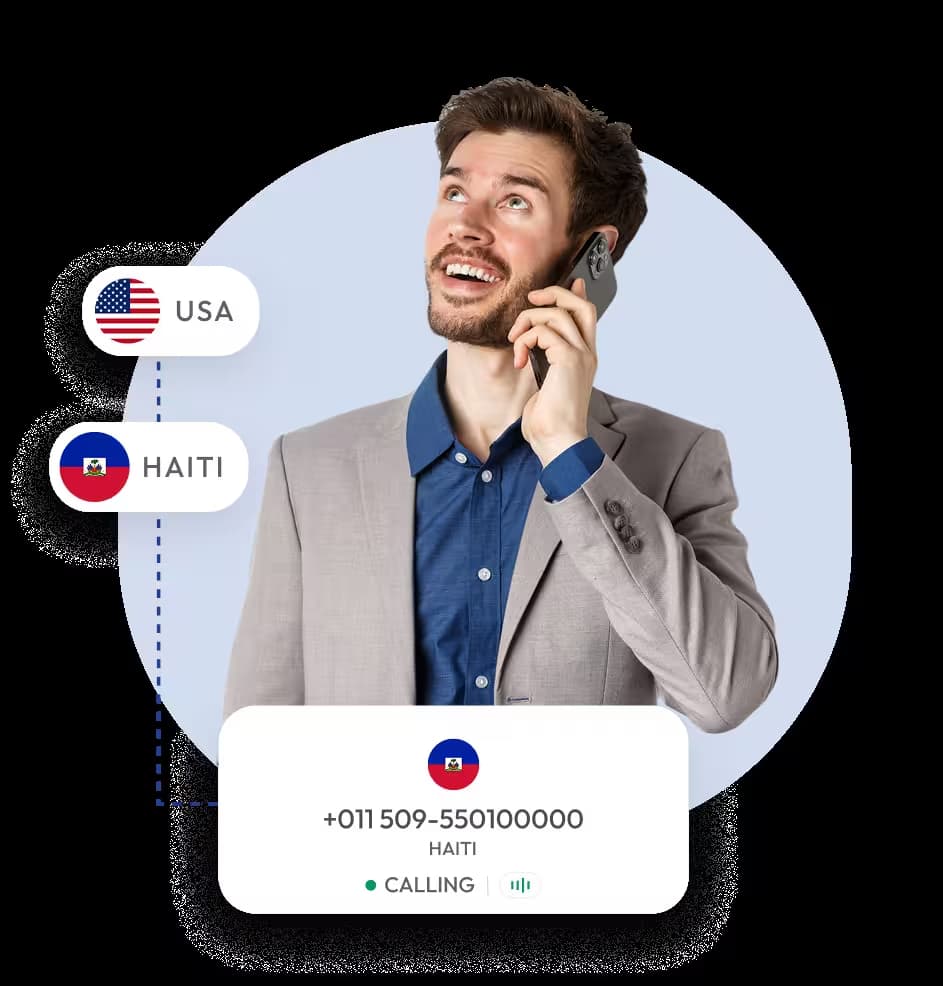 Business man calling haiti from usa using virtual phone number 509