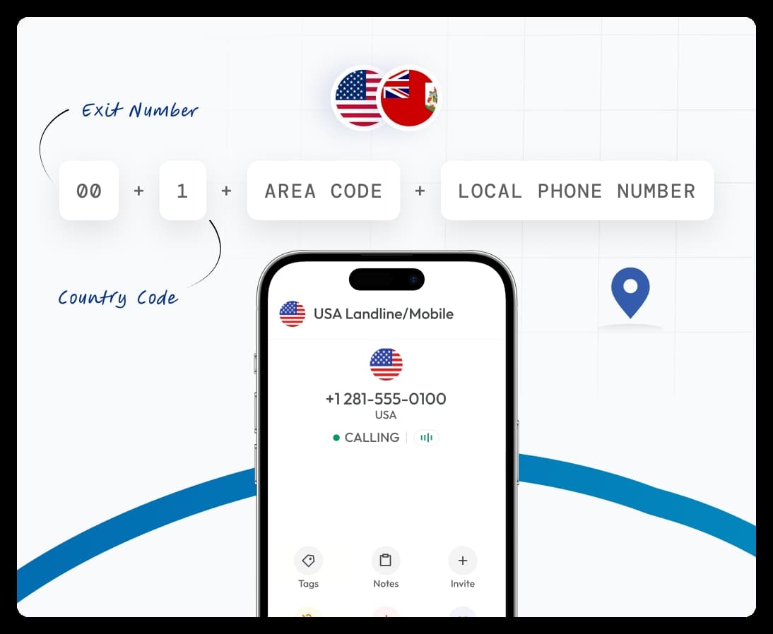 calling usa from bermuda using toll free number
