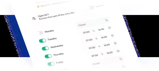 a mobile app interface showing the current time and date on a digital display