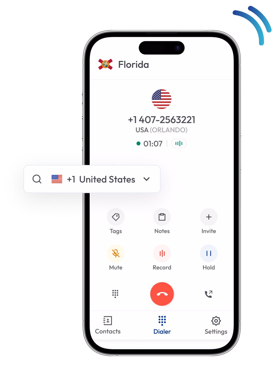 area code 407 calling interface