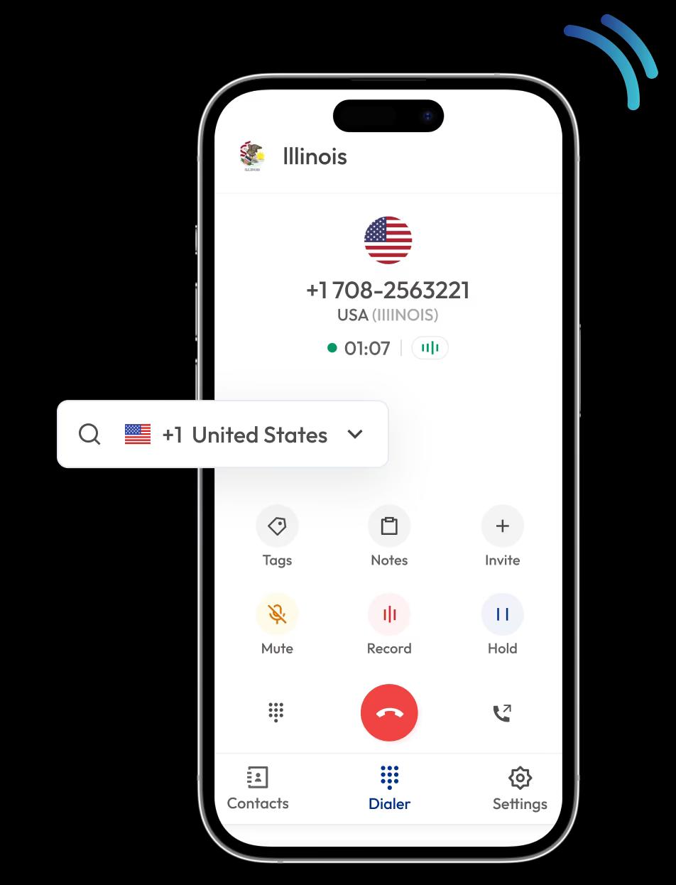 dialing interface of 708 area code number