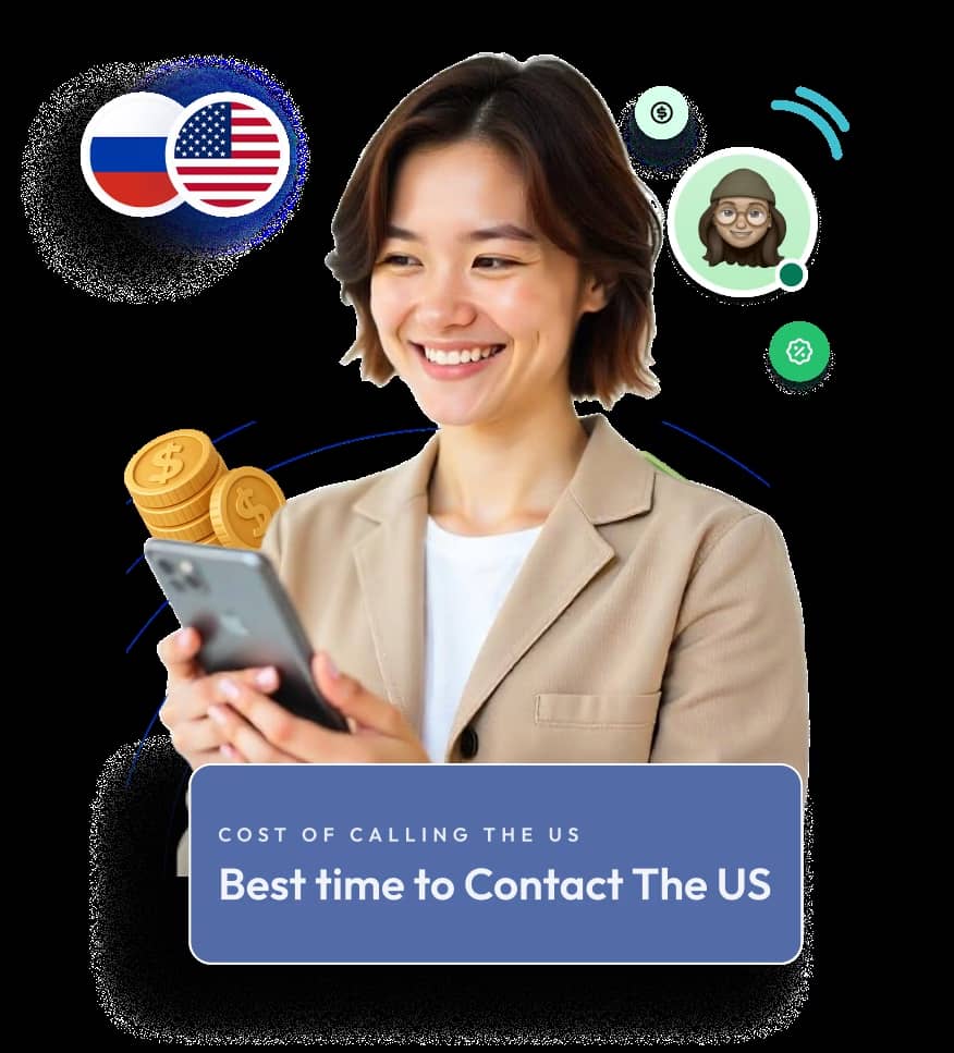 Best time to call the US from Russia cost efficiency infographic