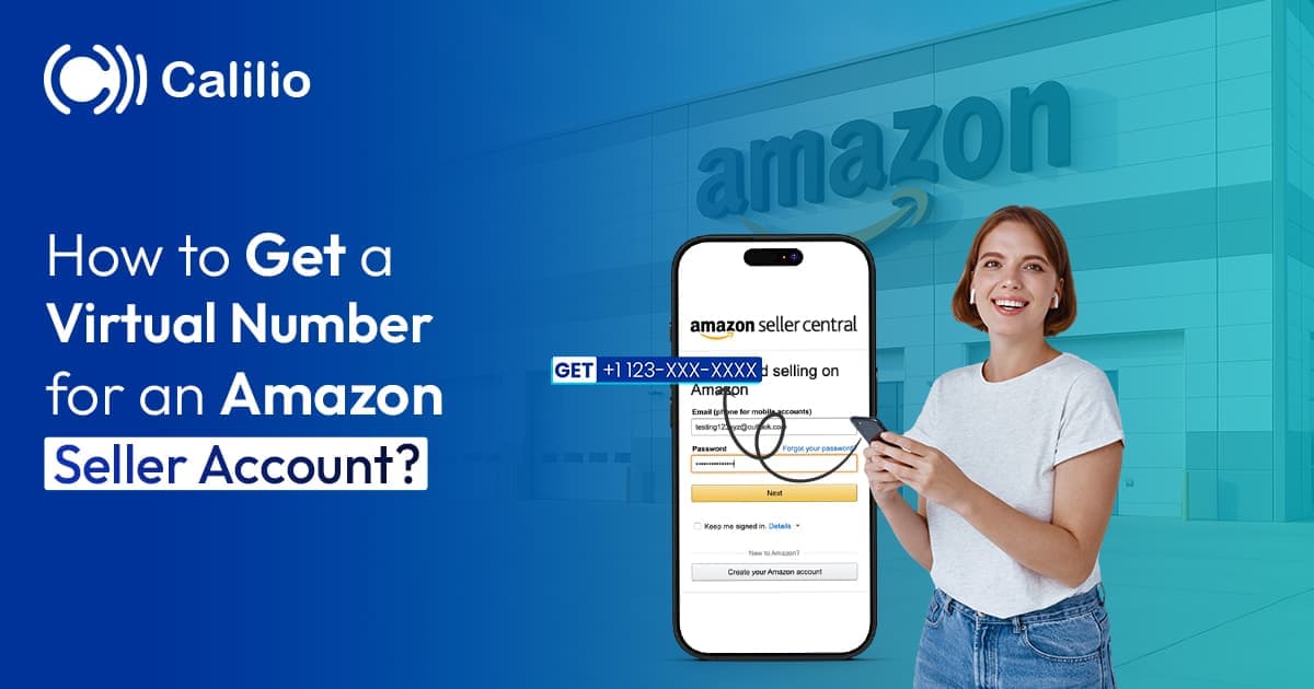 a girl setting up amazon seller central using virtual phone number