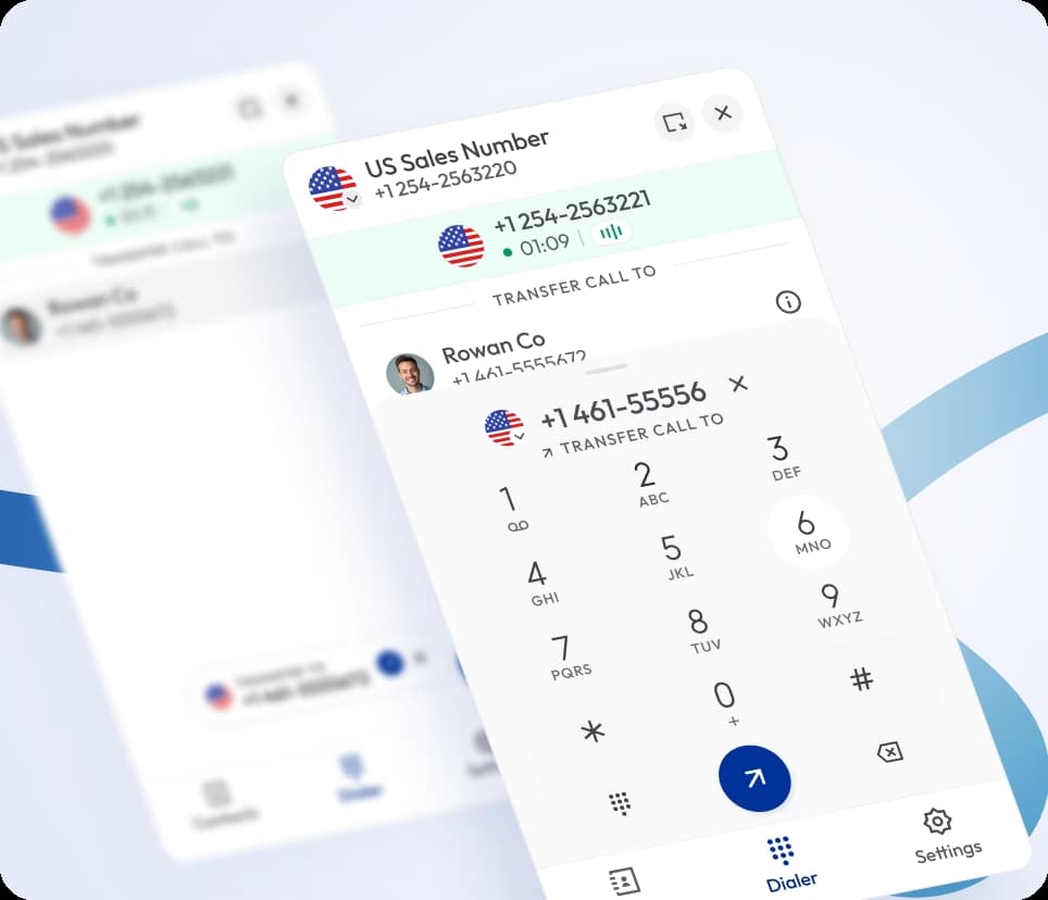 visual of a call transfer process on a phone
