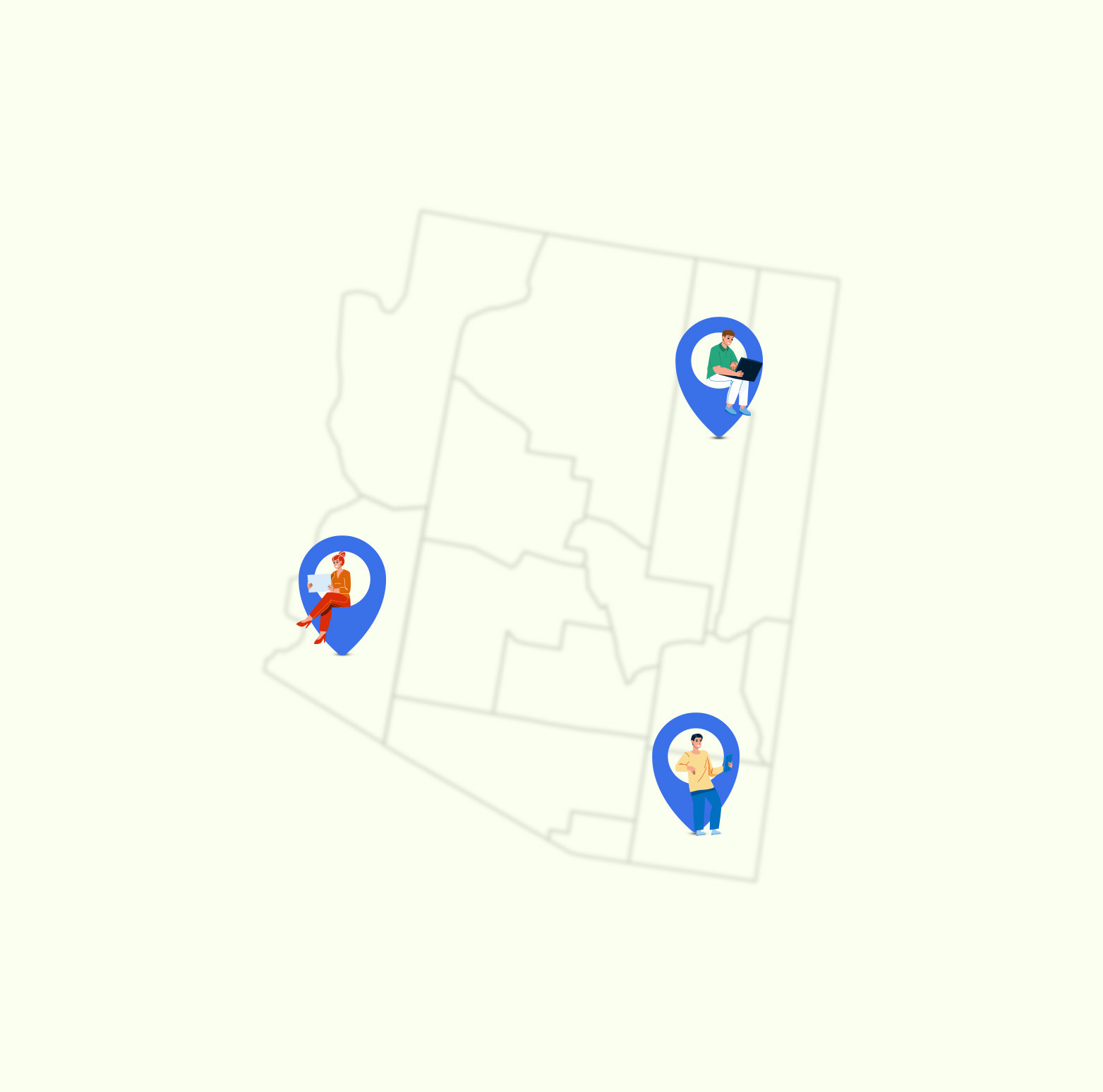 Arizona map with three landmark