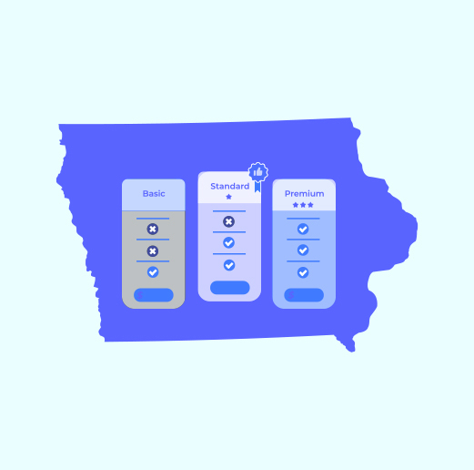 Different pricing plan with Iowa state map