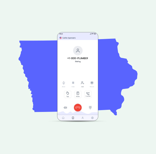 A smart phone dialing vanity number with the Iowa state