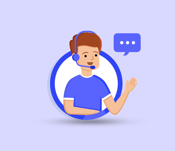 A man with a headset and a speech bubble