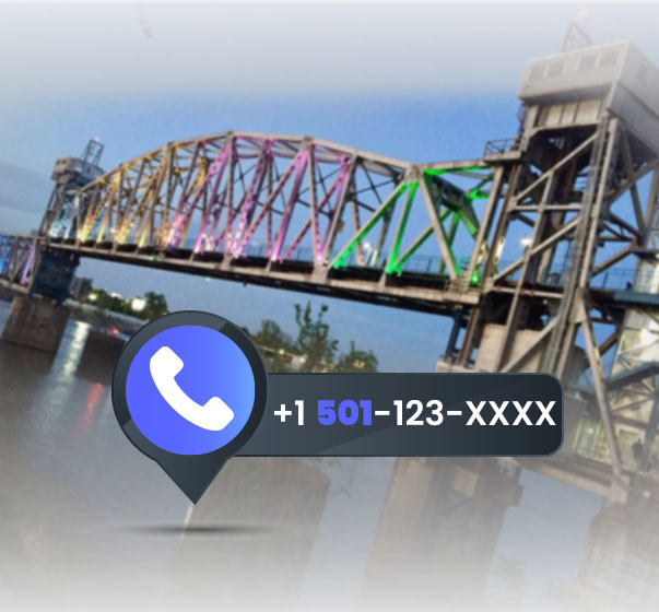 501 area code number with Junction Bridge in background