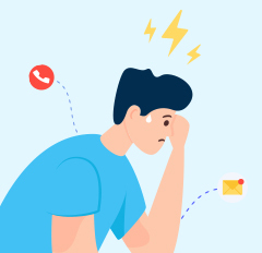 person frustrated due to improper phone system