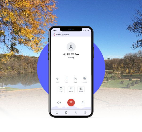 A smartphone dialing  721 area code number